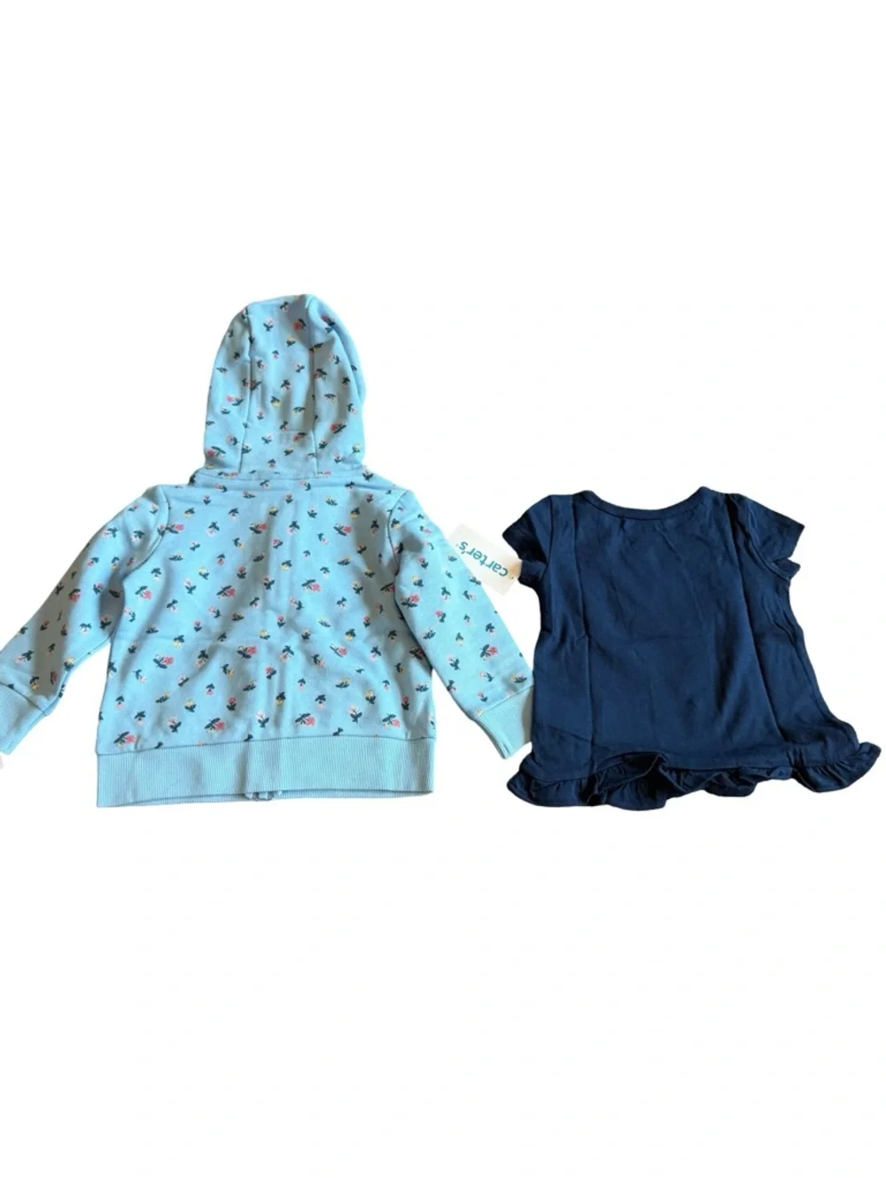 Carters Two Piece Zip-Down Hoodie Sweater Floral T-Shirt Strawberry New w/ Tags